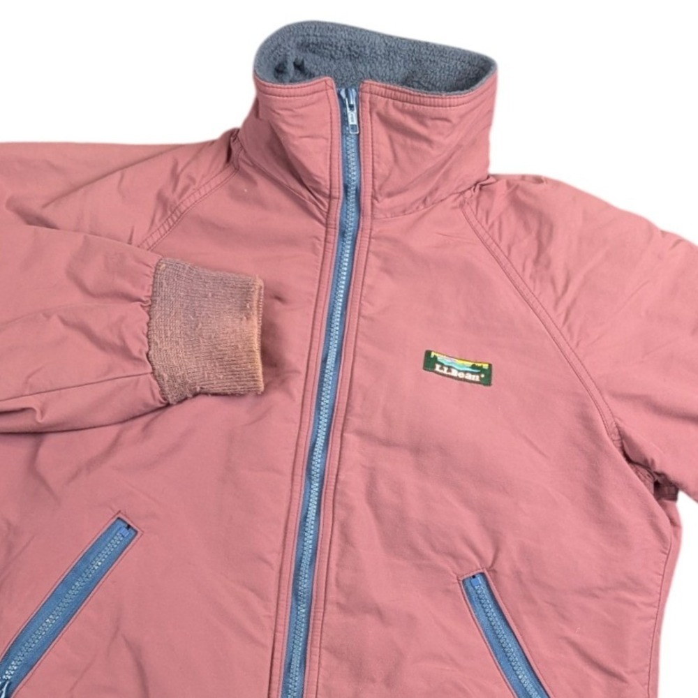 L.L. Bean Rose Pink Bomber Jacket with Blue Trim